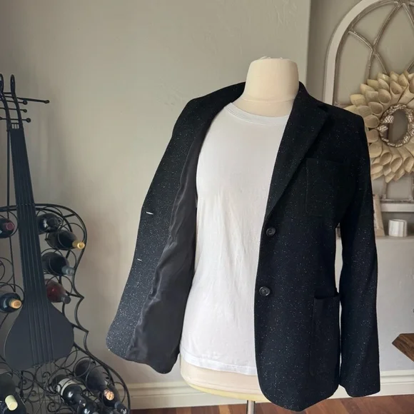 Talbots Women's Black Tweed Wool Blend Two Buttons Blazer Jacket Size 16 - Picture 4 of 15